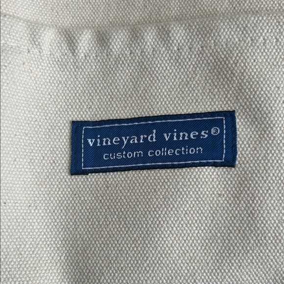 Vineyard Vines Cream and Navy Tote with Red Accents - Picture 2 of 8